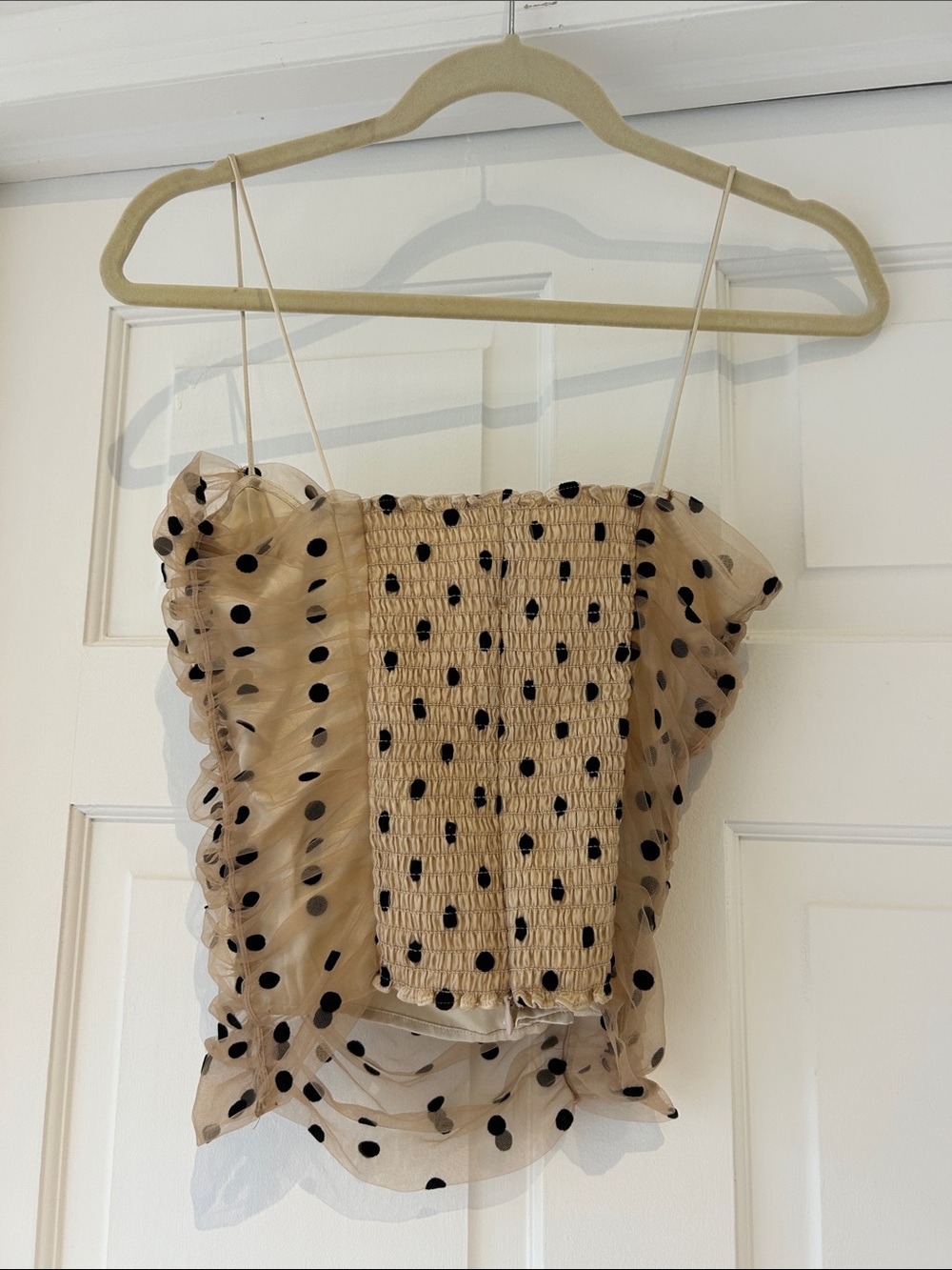 Reformation Beige Sheer Polka Dot Cowl Cami - Picture 5 of 6